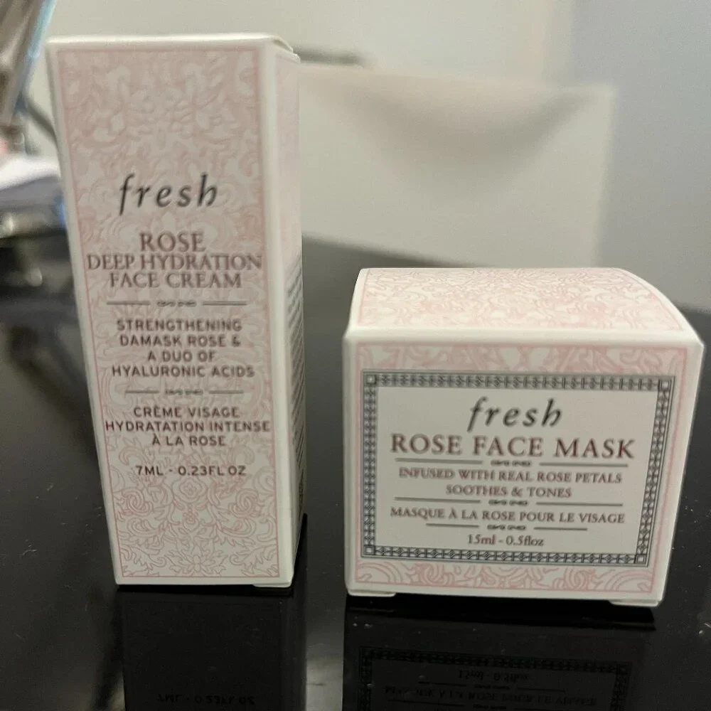 Fresh Face Mask and Rose Deep-Hydration Face Cream Set, NIB Travel-Sized